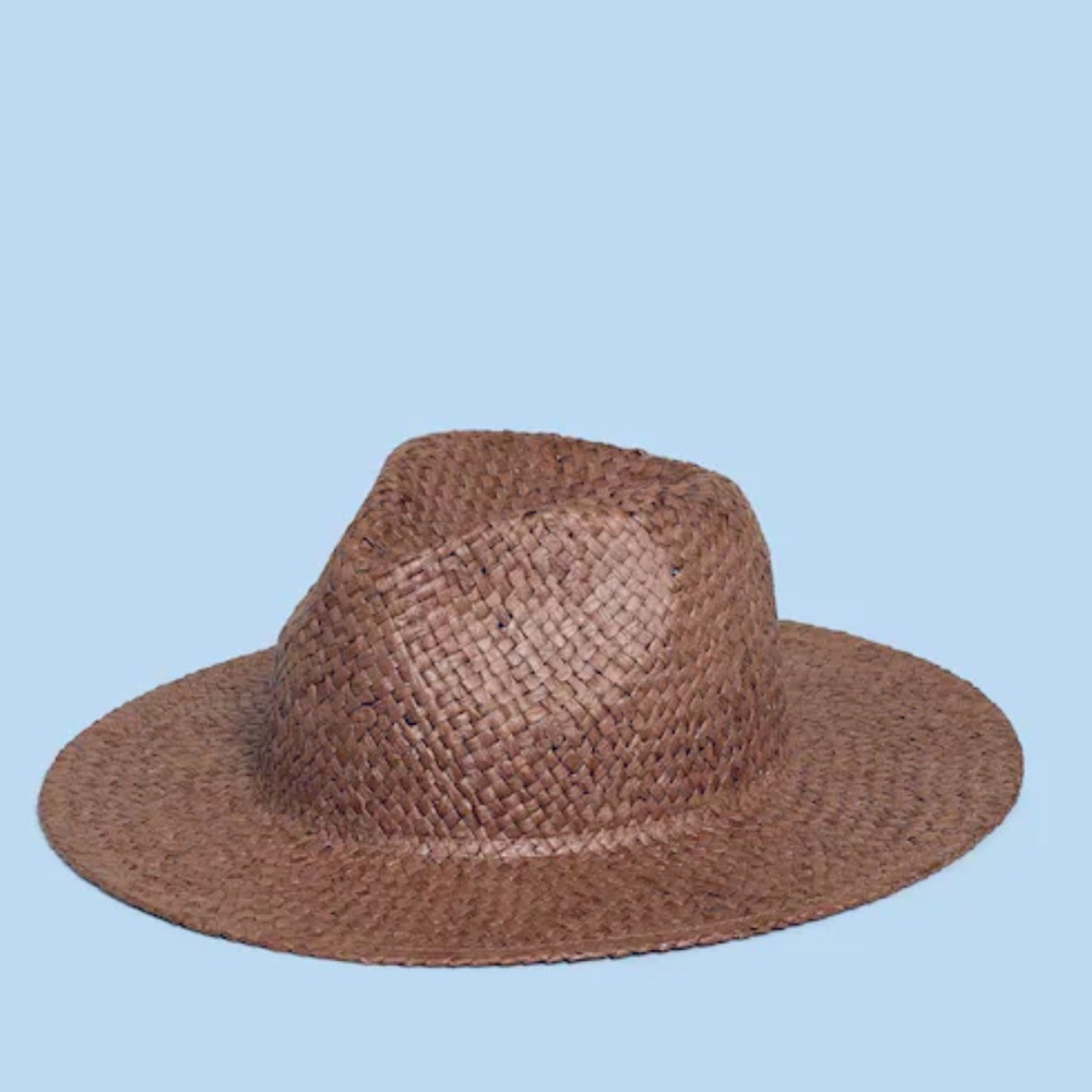 Madewell Brown Woven Straw Fedora Hat